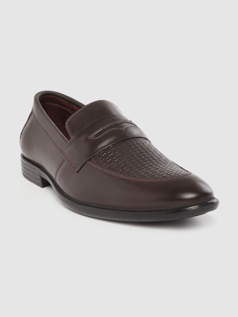 

LOUIS STITCH Men Coffee Brown Basketweave Textured Handcrafted Leather Formal Loafers