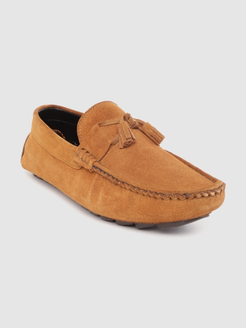 

LOUIS STITCH Men Tan Brown Solid Handmade Suede Tassel Loafers