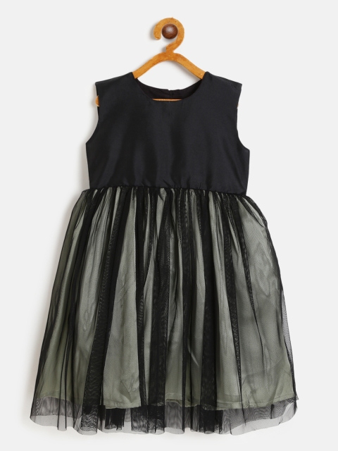 

KidsDew Girls Black & Off-White Net Layered Fit and Flare Dress