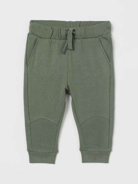 

H&M Boys Olive Green Solid Cotton Joggers