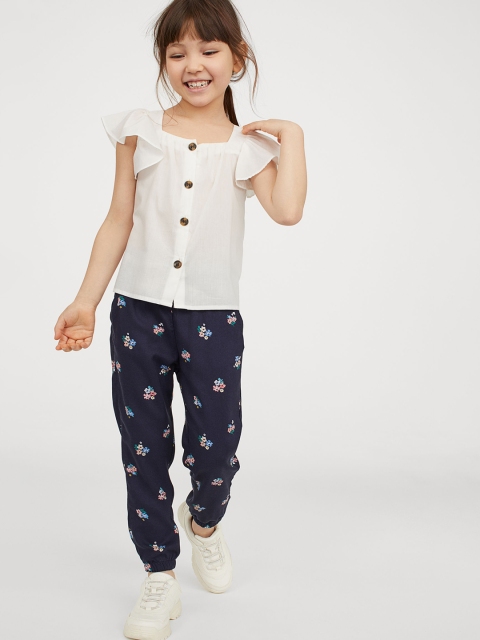 

H&M Girls Navy Blue Printed Pull-on trousers