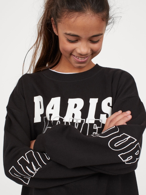 

H&M Girls Black Printed Sweatshirt