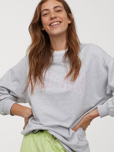 

H&M Women Grey Long Sweatshirt