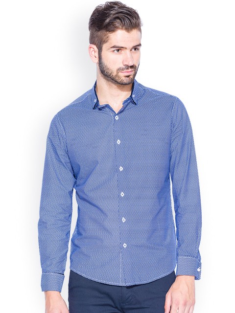 

Mufti Blue Printed Slim Fit Casual Shirt