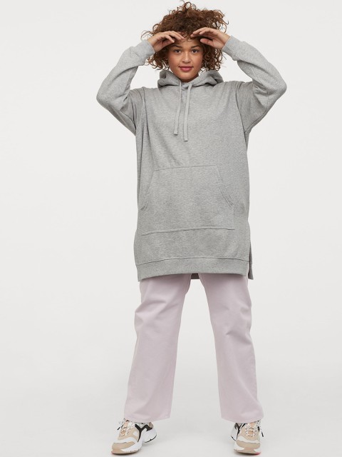 

H&M Women Grey Solid Oversized Hoodie