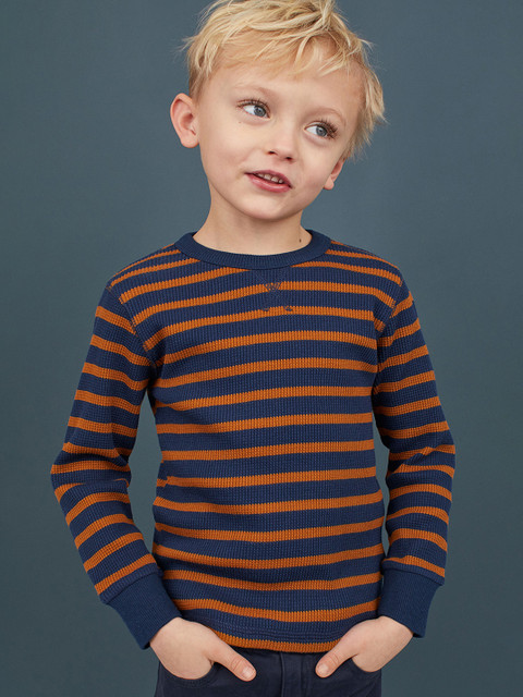 

H&M Boys Blue & Orange Waffled Top