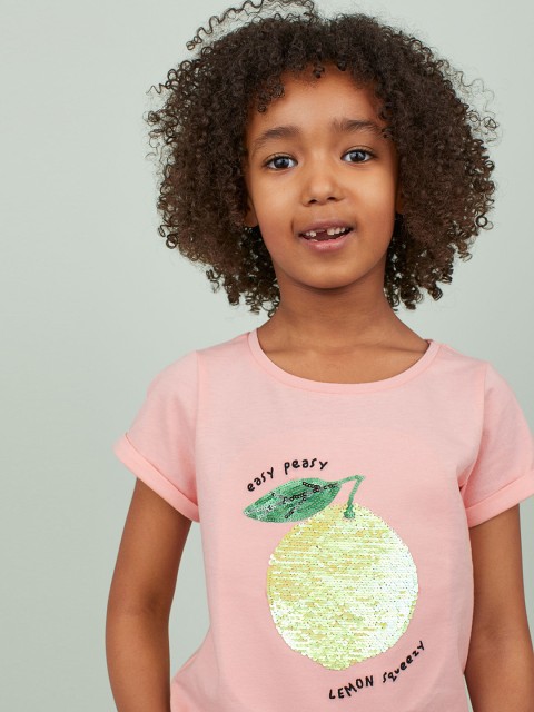 

H&M Girls Pink Appliqued Pure Cotton Top