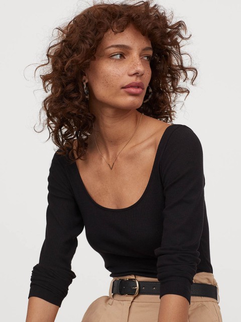 

H&M Women Black Ribbed top