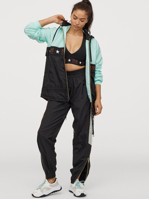 

H&M Women Black & Green Track Jacket