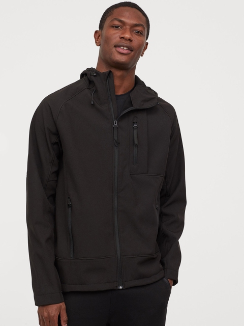 

H&M Men Black Solid Softshell Jacket