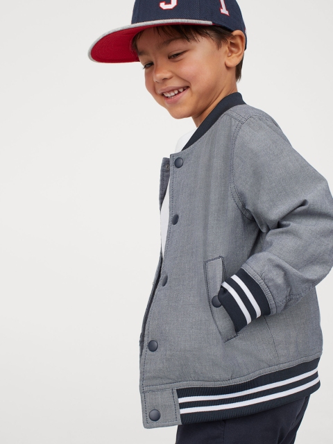 

H&M Boys Grey Bomber Jacket, Blue