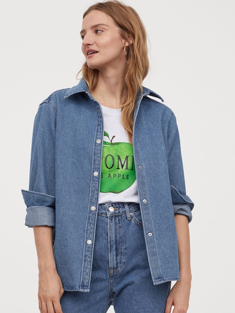 

H&M Women Blue Denim Shirt Sustainable Jacket