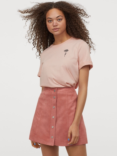

H&M Pink Solid Straight T-shirt