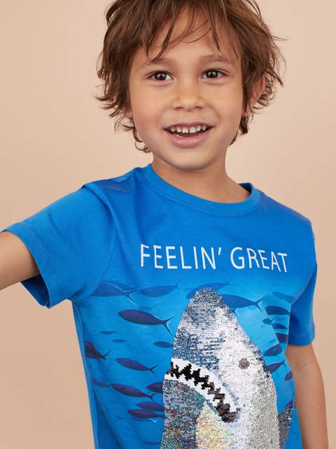 

H&M Boys Blue Reversible sequin T-shirt