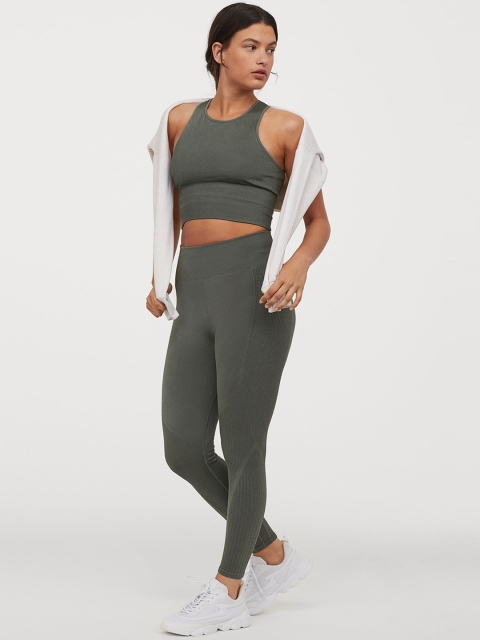

H&M Women Green Seamless Sports Tights