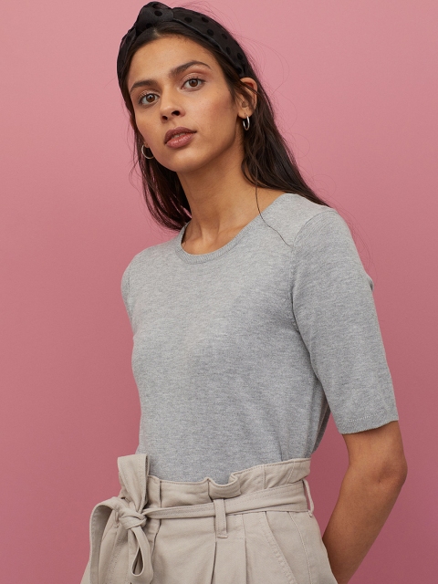 

H&M Women Grey Fine-Knit Jumper
