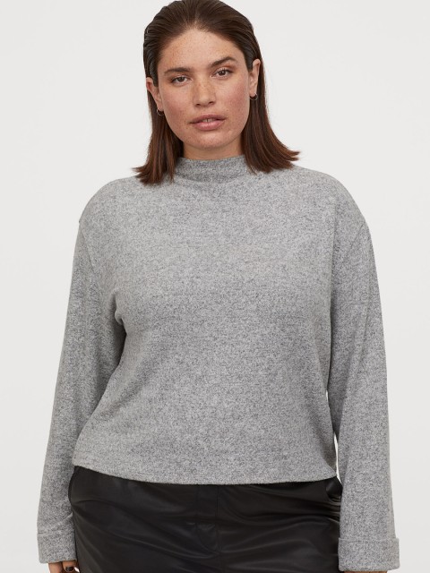 

H&M+ Women Grey Fine-Knit Top