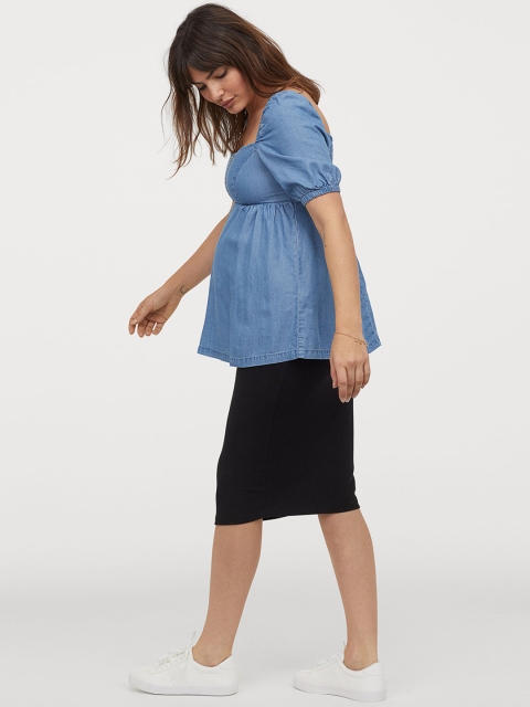 

H&M Women Blue Solid MAMA Lyocell Blouse