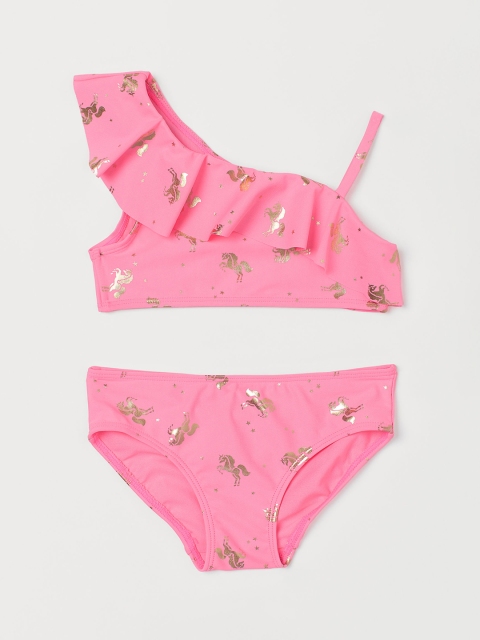 

H&M Girls Pink Printed Flounced Bikini