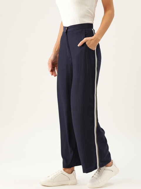

Carlton London Women Navy Blue Regular Fit Solid Parallel Trousers