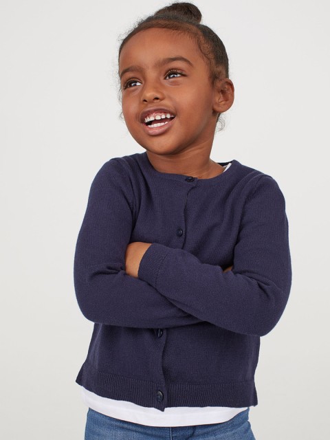 

H&M Girls Blue Fine-Knit Cotton Cardigan