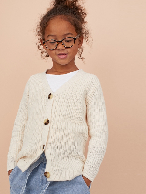 

H&M Girls Cream Ribbed Cardigan