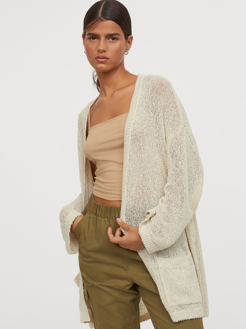 

H&M Women Beige Loose-Knit Cardigan