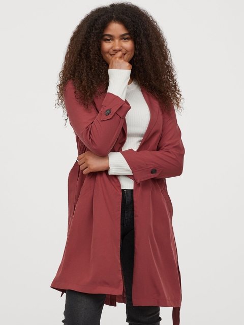 

H&M Women Red Solid Modal-Blend Trenchcoat