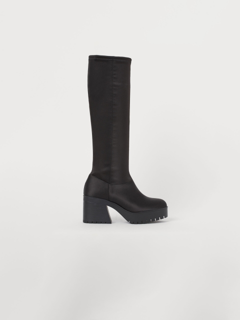 

H&M Women Black Platform Satin Boots