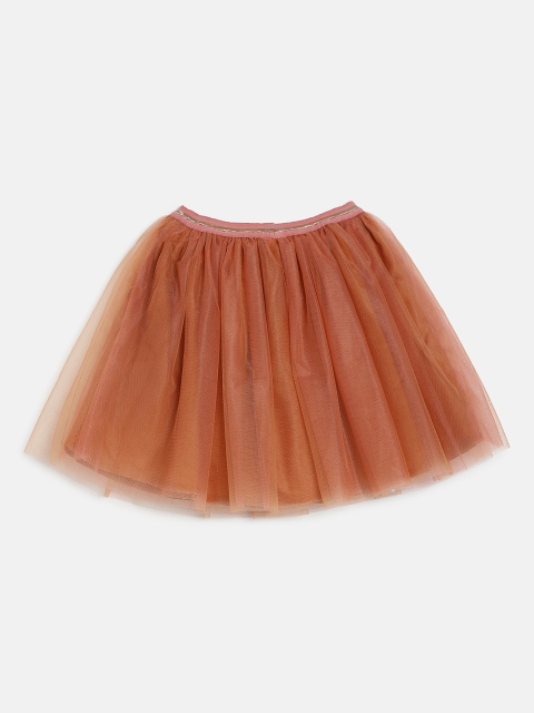 

Aomi Girls Rust Brown Solid Flared Skirt