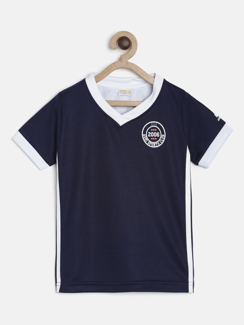 

Aomi Boys Navy Blue Solid V-Neck T-shirt