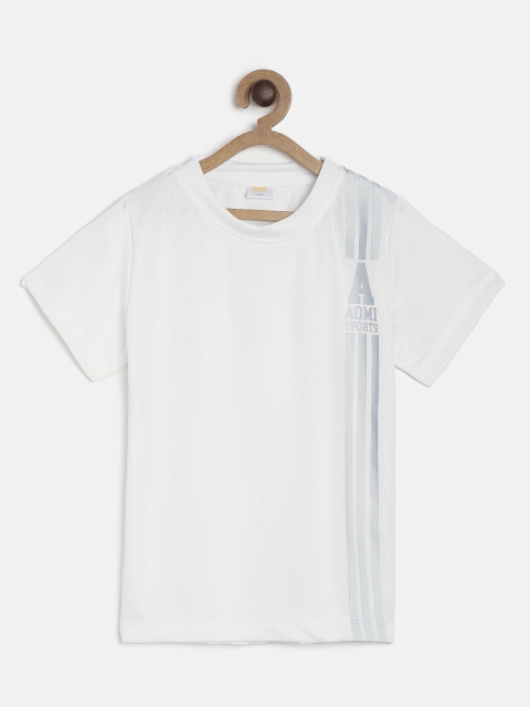 

Aomi Boys White Striped Round Neck T-shirt