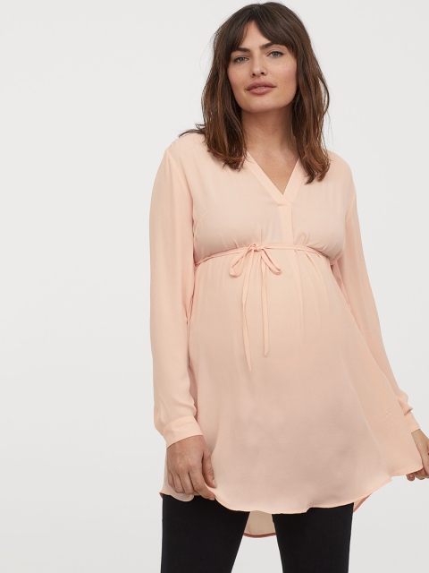 

H&M MAMA Peach-Coloured Tie-Belted Sustainable Tunic