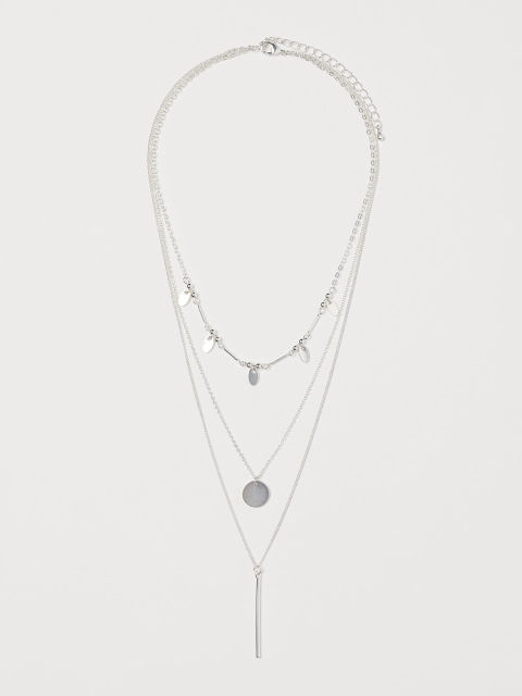 

H&m Women Silver-Toned Three-Strand Necklace