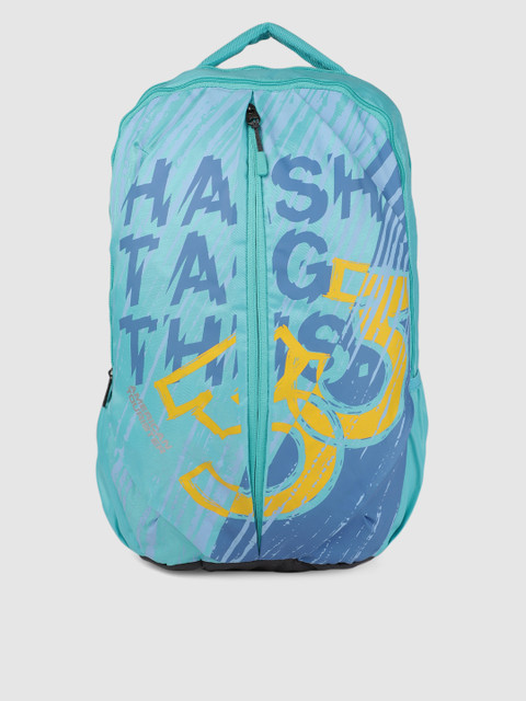 

AMERICAN TOURISTER Unisex Turquoise Blue & Yellow Typography Backpack