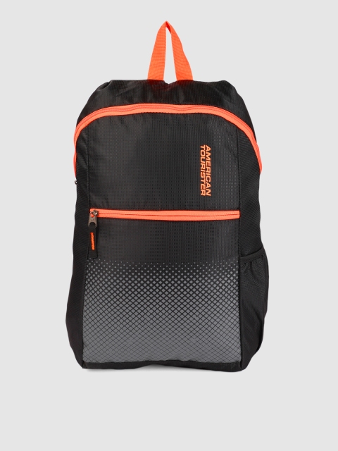 

AMERICAN TOURISTER Unisex Black & Grey Brand Logo DASH Backpack
