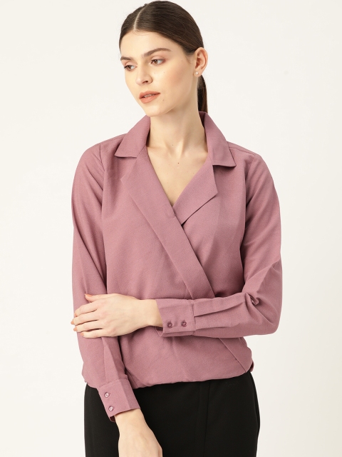 

20Dresses Women Mauve Solid Wrap Top