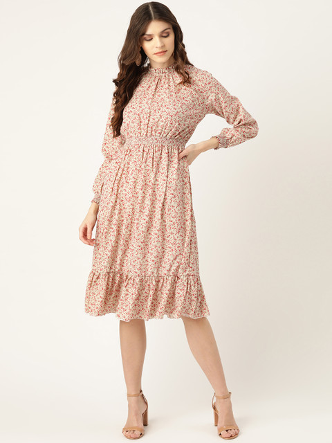 

20Dresses Women Off-White & Pink Printed A-Line Dress