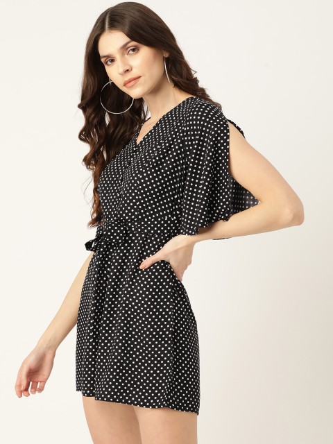 

20Dresses Women Black & White Polka Dots Print Playsuit