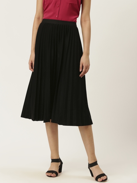 

20Dresses Women Black Accordion Pleated Solid A-Line Skirt