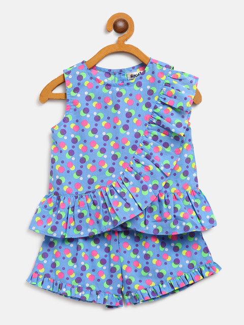 

Nauti Nati Girls Blue & Pink Geometric Print Two-Piece Co-ords