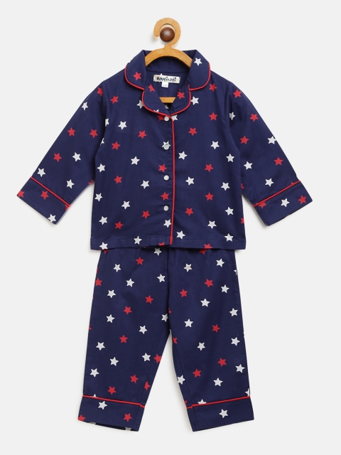 

Nauti Nati Girls Navy Blue & Red Printed Night Suit