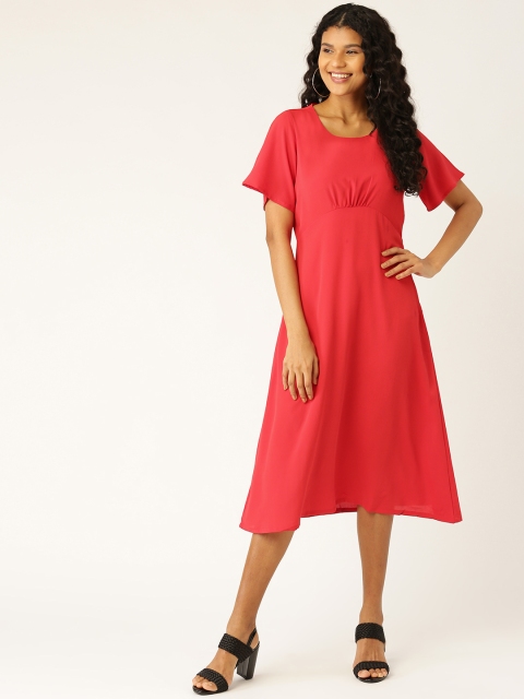 

DressBerry Women Red Solid A-Line Dress