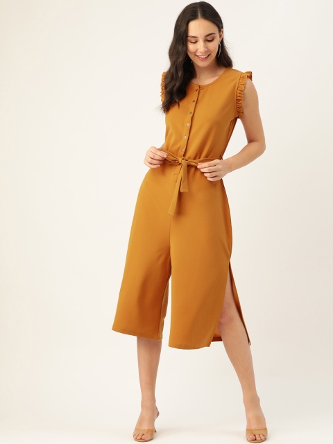 

DressBerry Women Mustard Yellow Solid Culotte Jumpsuit