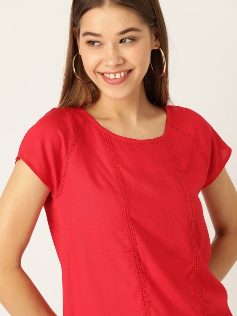 

DressBerry Sustainable ECOVERO Women Coral Red Solid Top