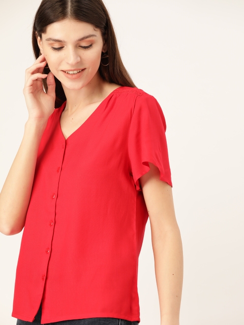 

DressBerry Sustainable ECOVERO Women Red Solid Top