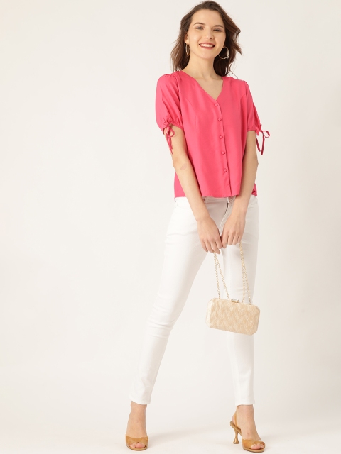 

DressBerry Sustainable ECOVERO Women Pink Solid Top