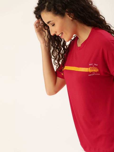

DressBerry Women Red Printed Round Neck T-shirt