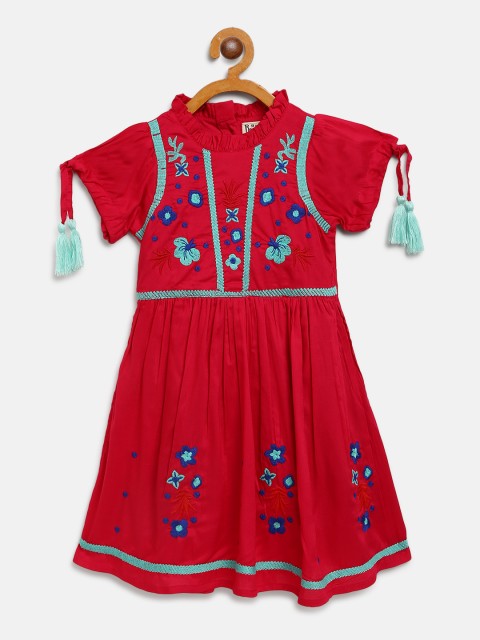 

Bella Moda Girls Fuchsia Floral Embroidered Fit and Flare Dress