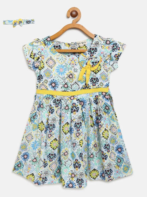 

Bella Moda Girls Blue & Black Printed Fit & Flare Dress with Hairband
